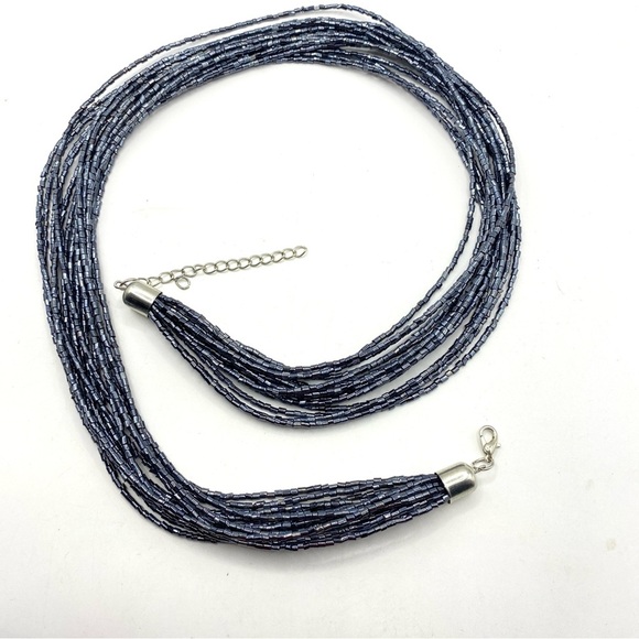 Multi-Strand Gunmetal Tiny Shiny Beaded Necklace - Picture 8 of 9